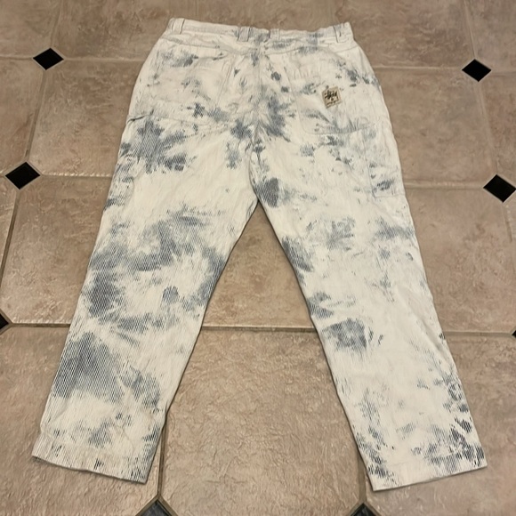 RARE Stussy Blue & White Denim Double Front Work Carpenter Jeans Pants Acid Wash - Picture 2 of 11